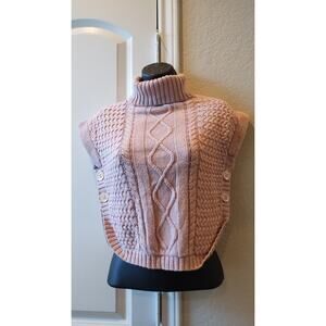Isaac Mizrahi pink sweater cable knit turtle neck short sleeves Size S 5-6 yrs.